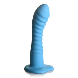 Simply Sweet Ribbed Silicone Dildo 7" Blue