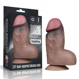 LoveToy Dual Layered Platinum Silicone Cock 7.0" Brown