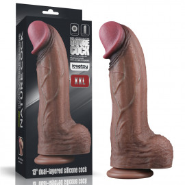 LoveToy 13" Dual Layered Silicone Cock XXL Brown