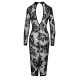 Noir Handmade Dress Floral Velvet with Delicate Transparency 2718294 Black